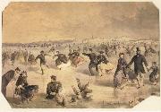 Winslow Homer Skating in Central Park oil on canvas
